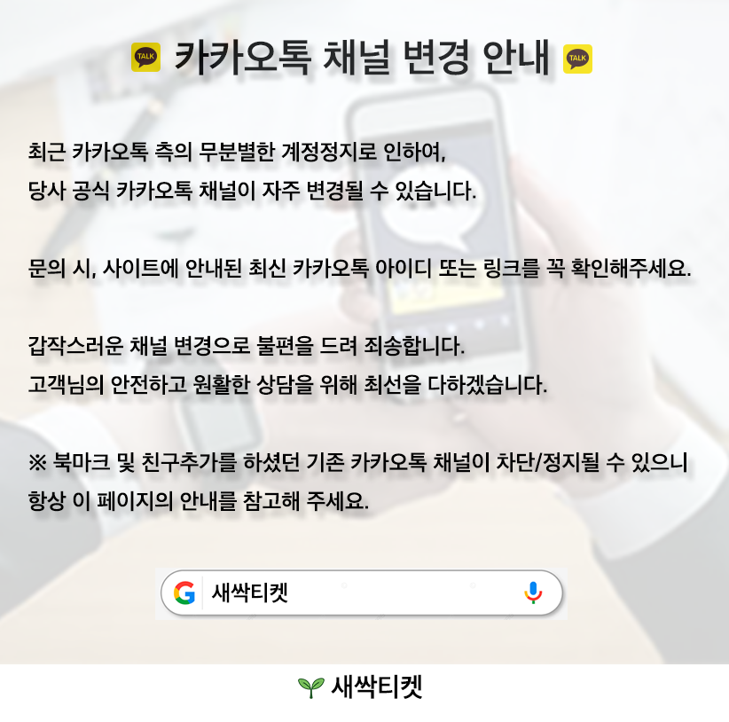새싹티켓 안내팝업
